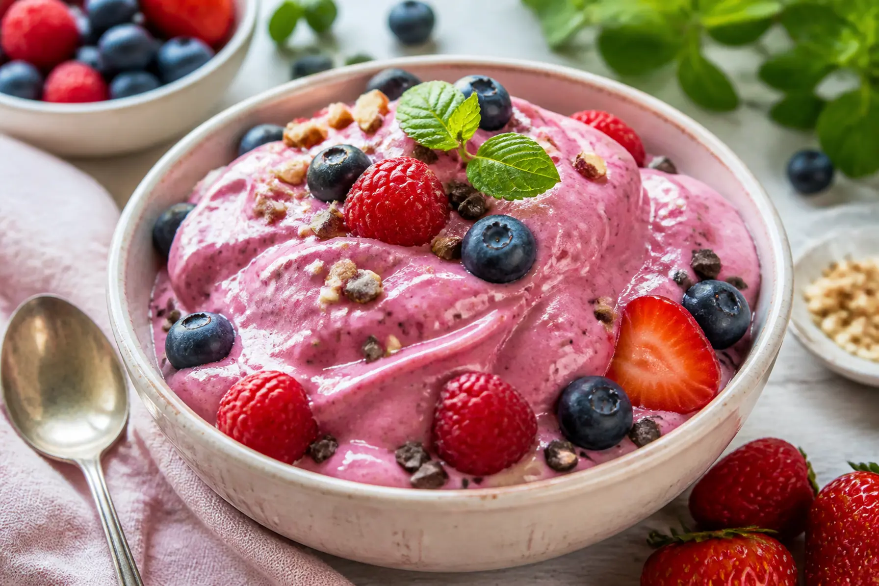 Bær-yoghurtis i blender