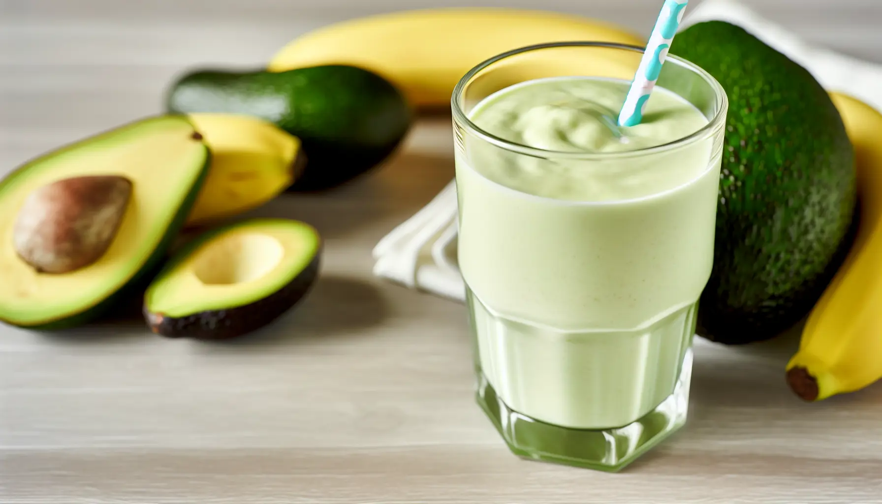 Banan- og avokadomilkshake uden sukker
