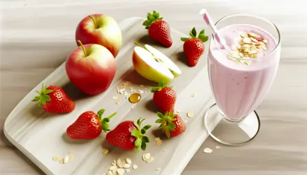 Blød jordbær- og æblemælkshake