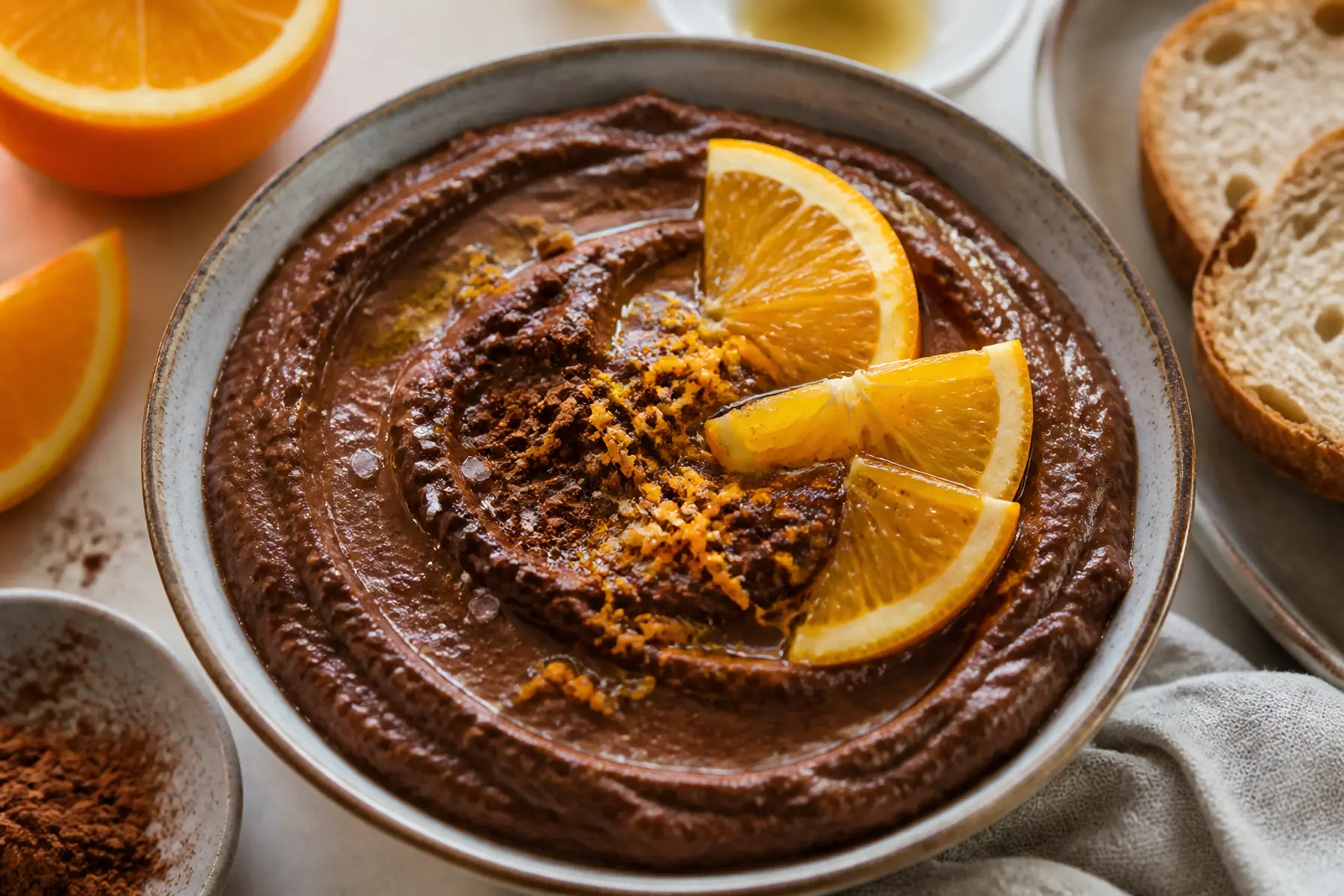 Choko-hummus med appelsin
