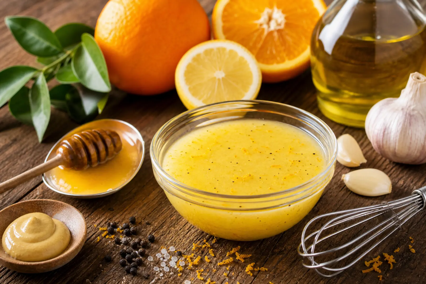 Citrusdressing med honning og hvidløg
