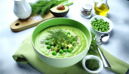 Cremet avocado- og ærtesuppe med frisk dild