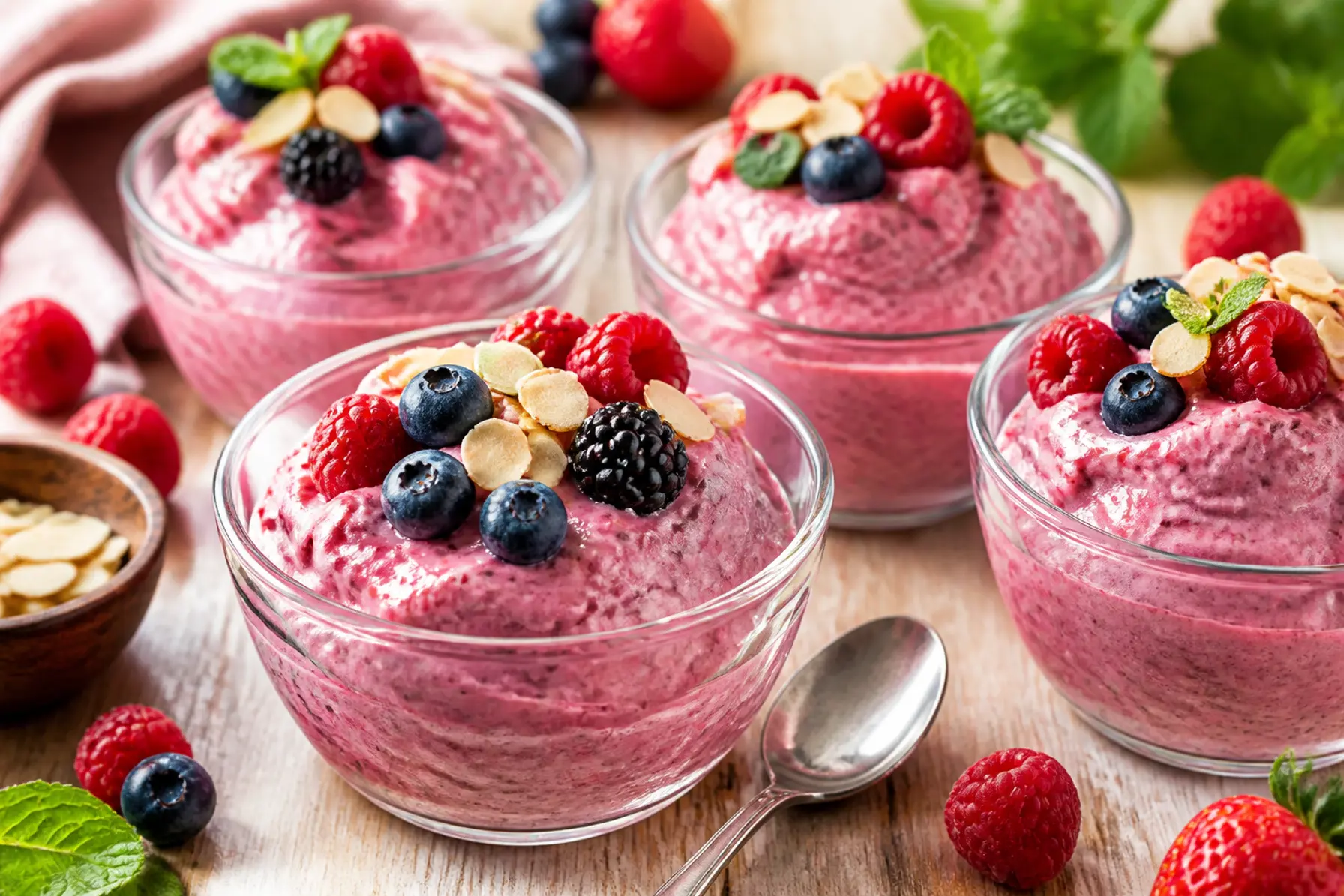 Cremet bærfrossen yoghurt med vanilje