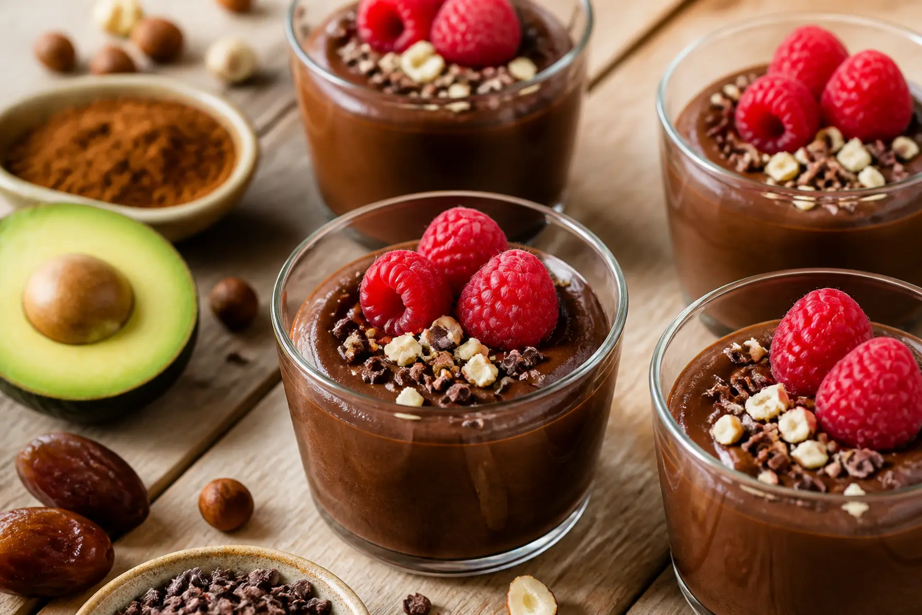 Cremet chokolademousse med dadler og avocado