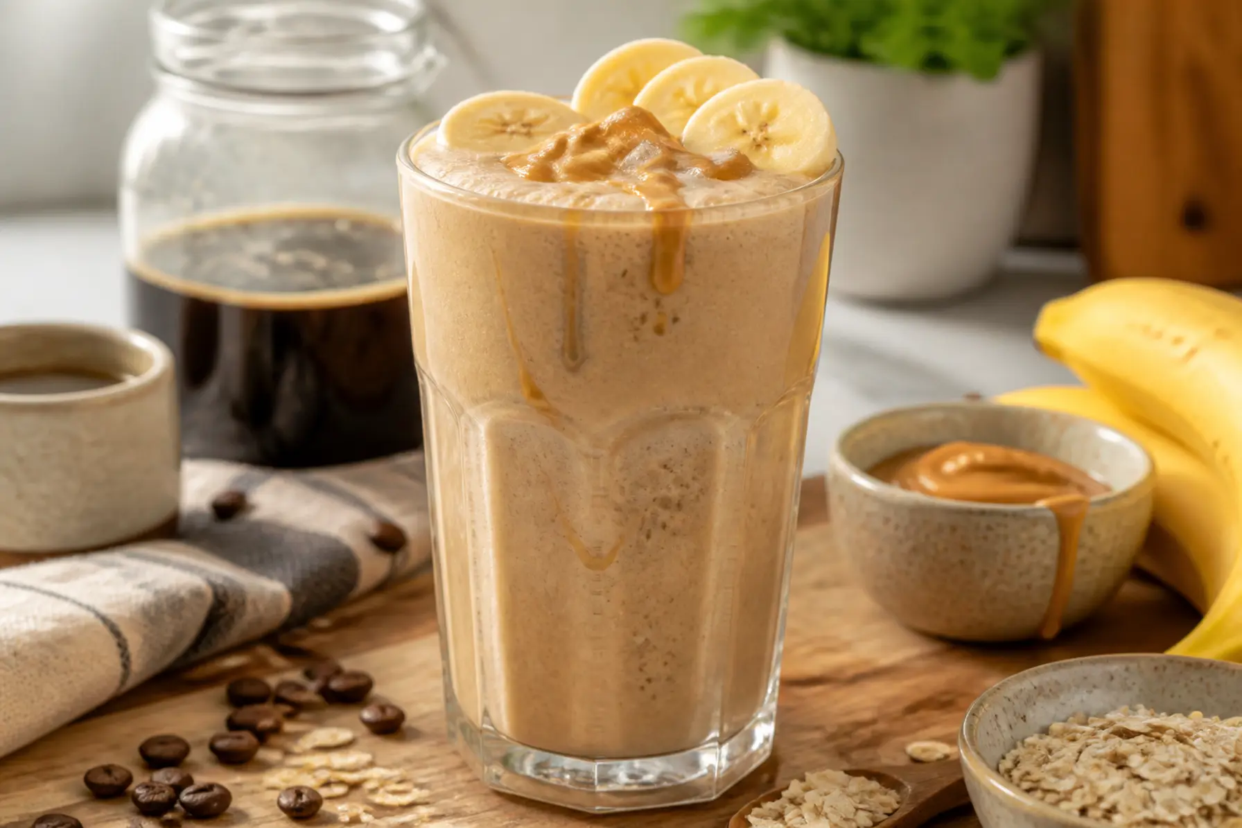 Cremet kaffeshake med skyr og peanutbutter