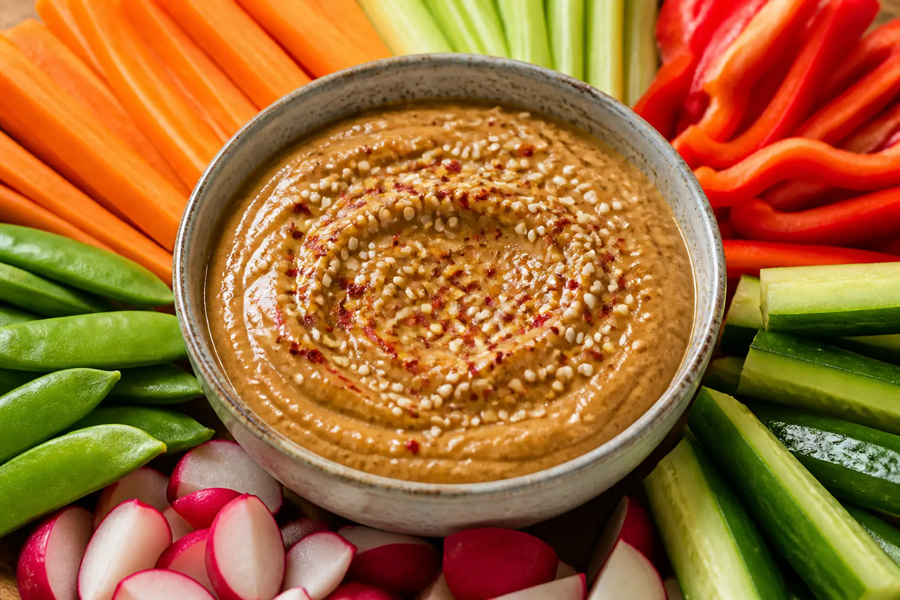 Cremet peanutbutter-dip med miso og dadler
