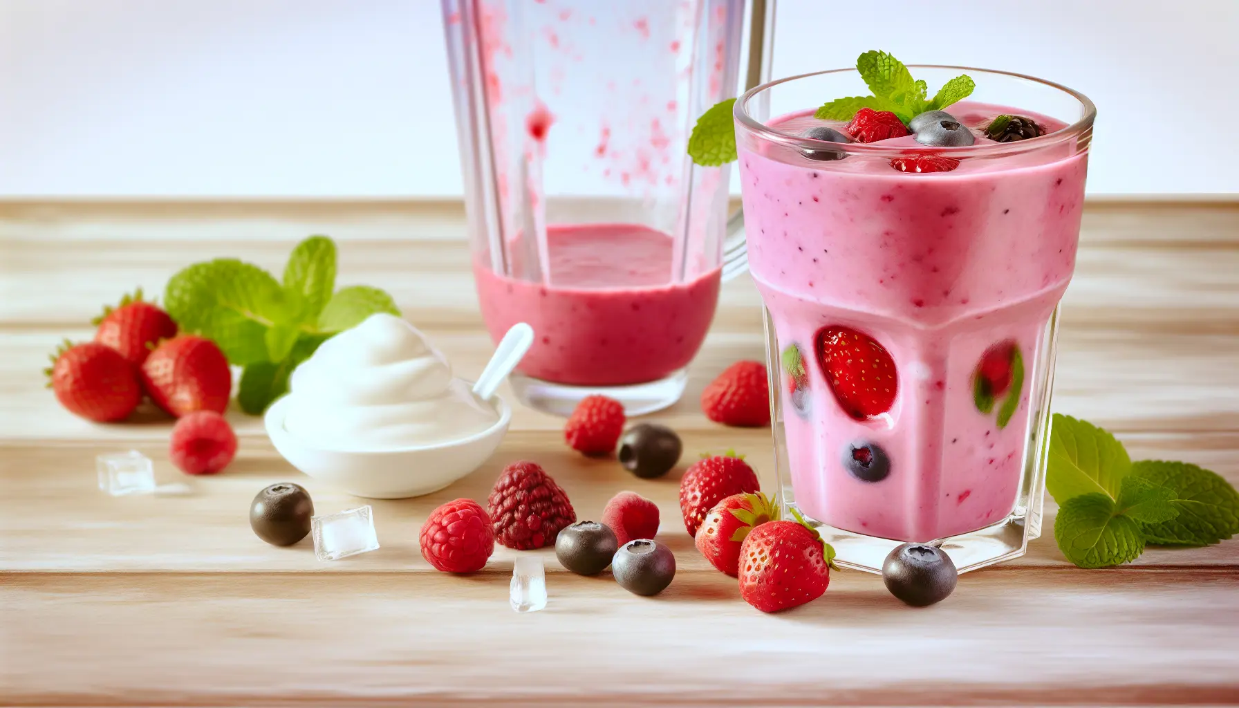 Frisk bærdrink med syrnet yoghurt