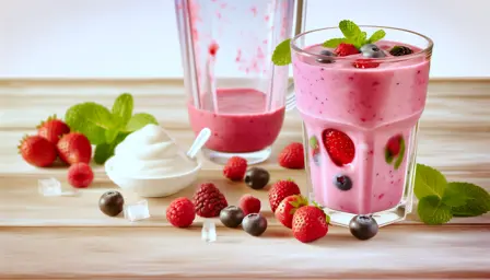 Frisk bærdrink med syrnet yoghurt