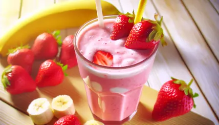 Frugtig jordbær- og bananblend med vanilje