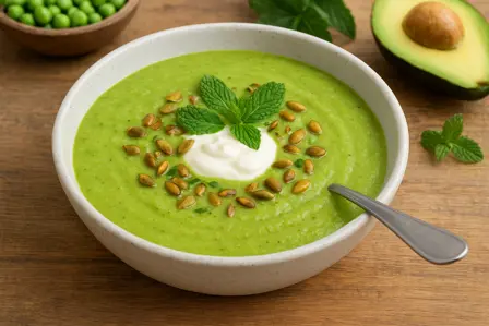 Grøn ærte- og avocadosuppe