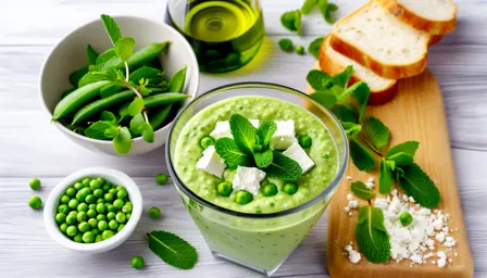 Grøn ærtecreme med mynte og feta