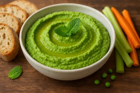 Grøn ærtehummus med mynte