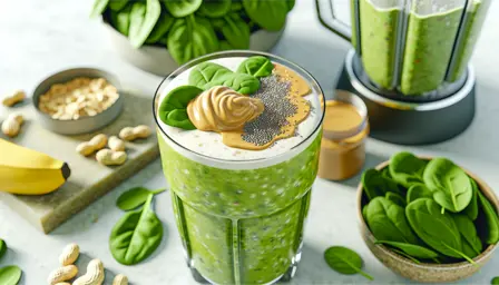 Grøn morgenboost med spinat og peanutbutter