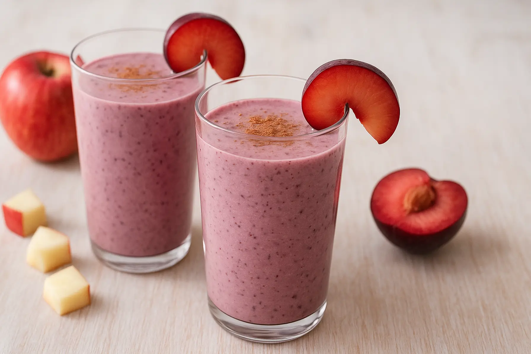 Kølig æble- og blommesmoothie