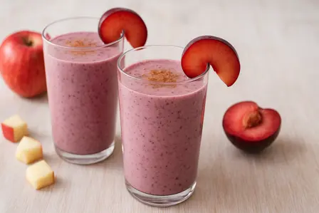 Kølig æble- og blommesmoothie