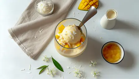 Kokos- og mangois med hyldeblomst
