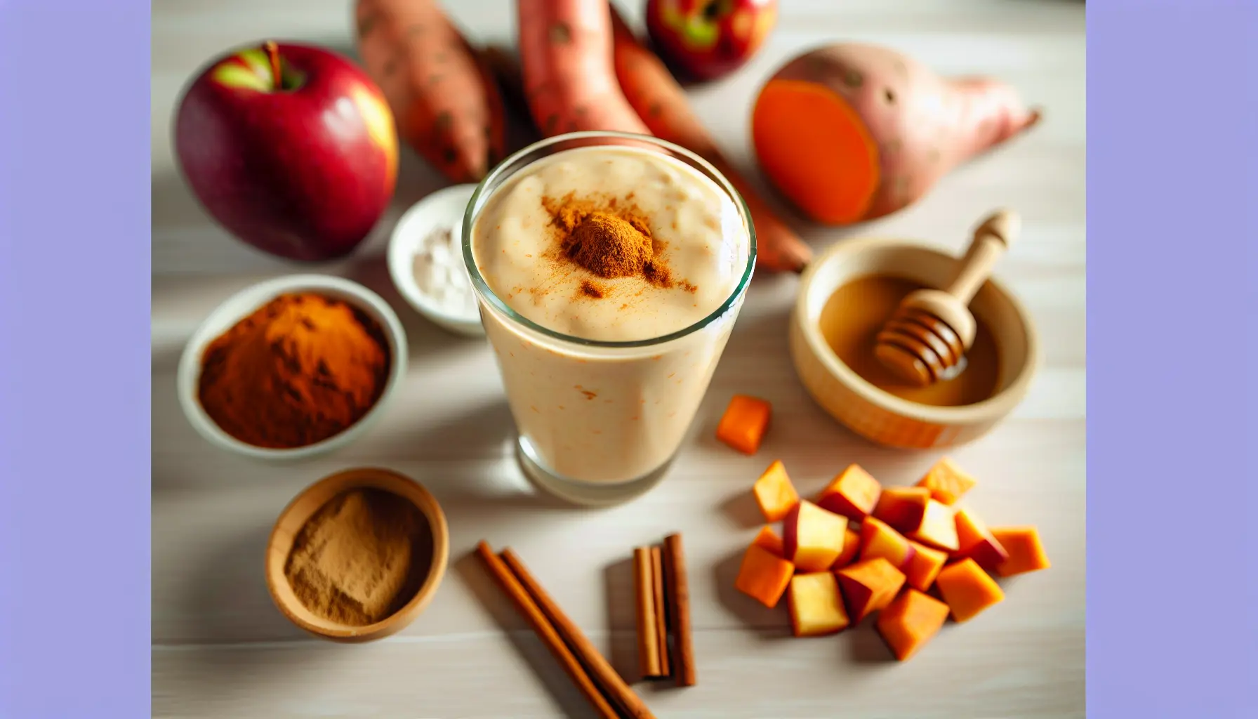 Krydret sød kartoffel- og æblesmoothie