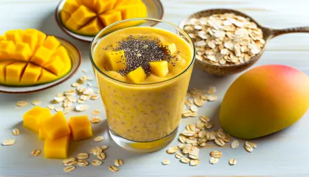 Mættende mango- og havresmoothie med chia