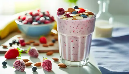 Mandel- og bærshake til mellemmåltid