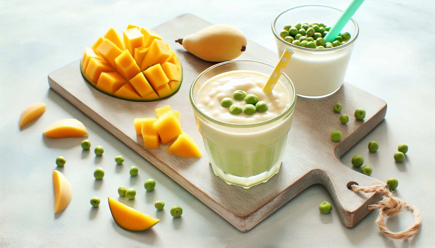 Mild mango- og ærtesmoothie til små smagsløg