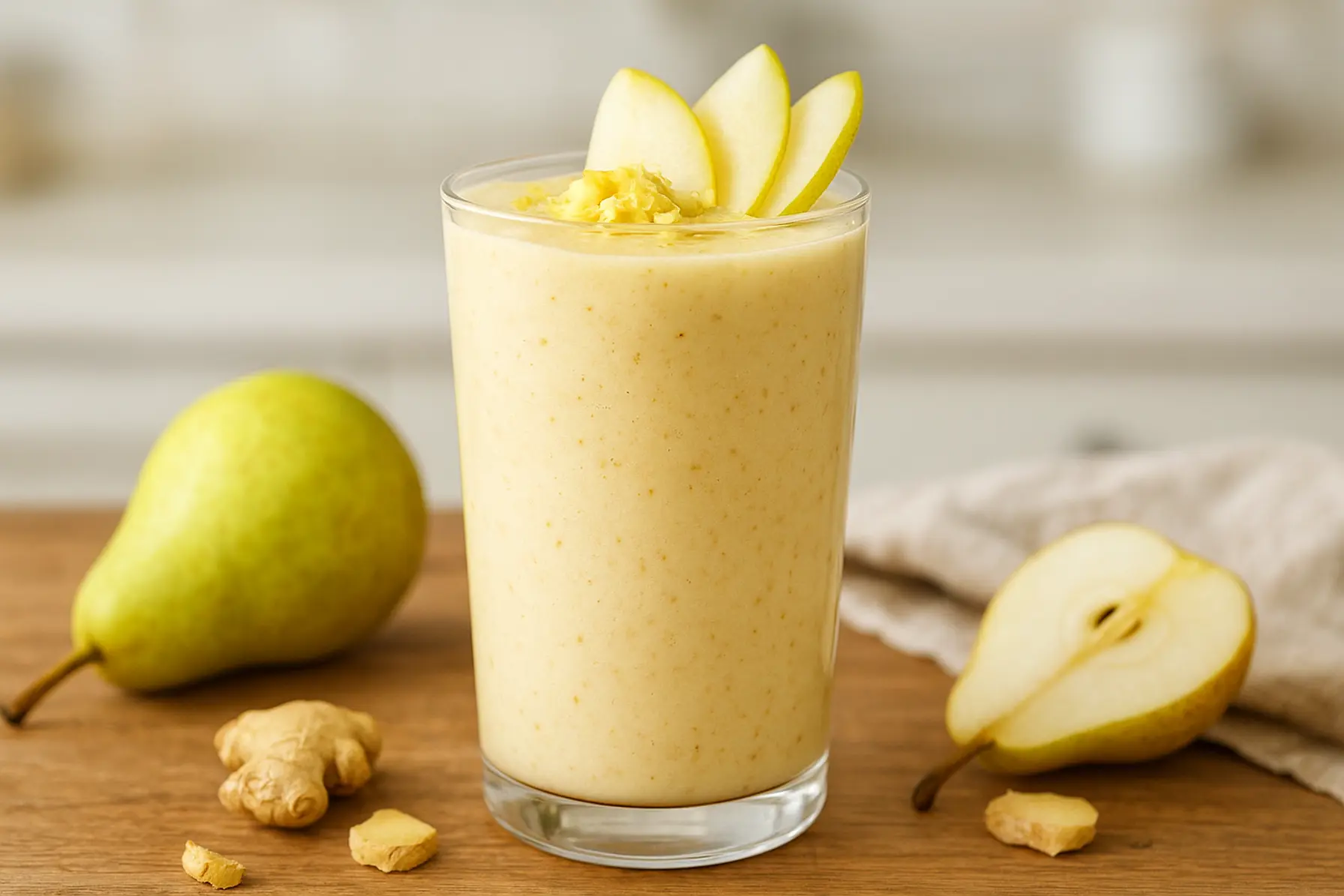 Pære- og ingefærsmoothie med vanilje