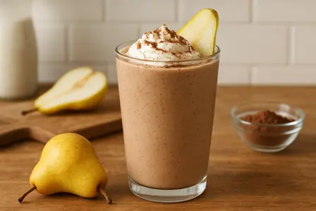 Pære- og kakaomilkshake