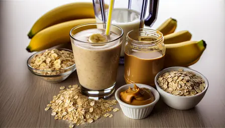 Peanutbutter- og banansmoothie med havre