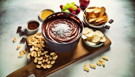 Peanutbutter- og chokoladedip med havsalt