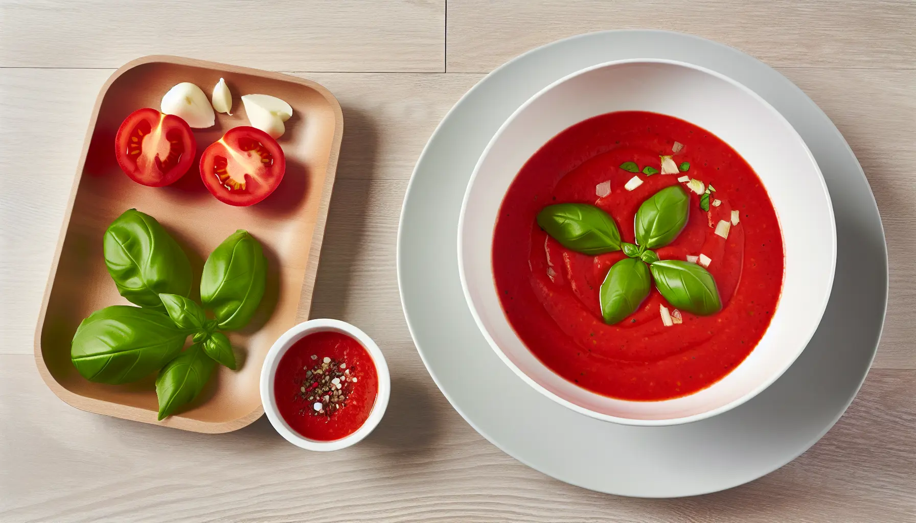 Råkold tomat- og basilikumsuppe