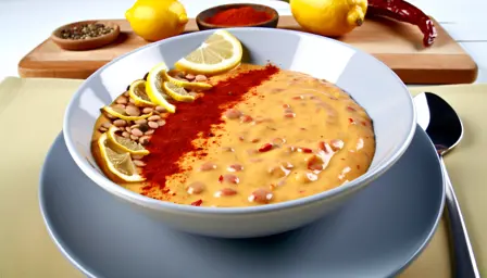 Røget linsecreme med bagt paprika og citron