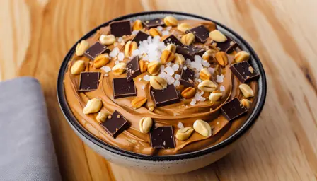 Saltet peanutbutter- og chokoladedip