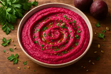 Silkeglat rødbedehummus