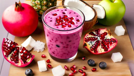 Skovbærsmoothie med kokos og granatæble