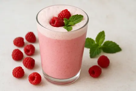 Skummende hindbærshake med havremælk