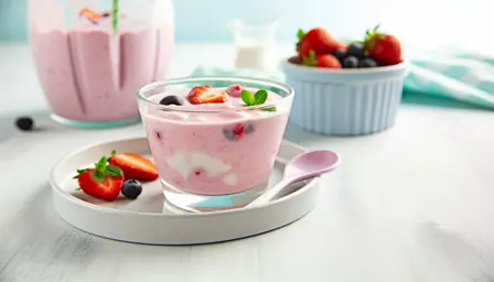 Sød bær- og yoghurtblend til små smagsløg
