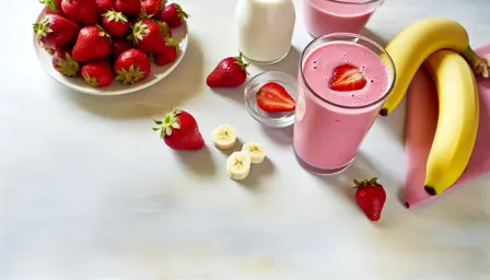 Sødet jordbær- og banansmoothie