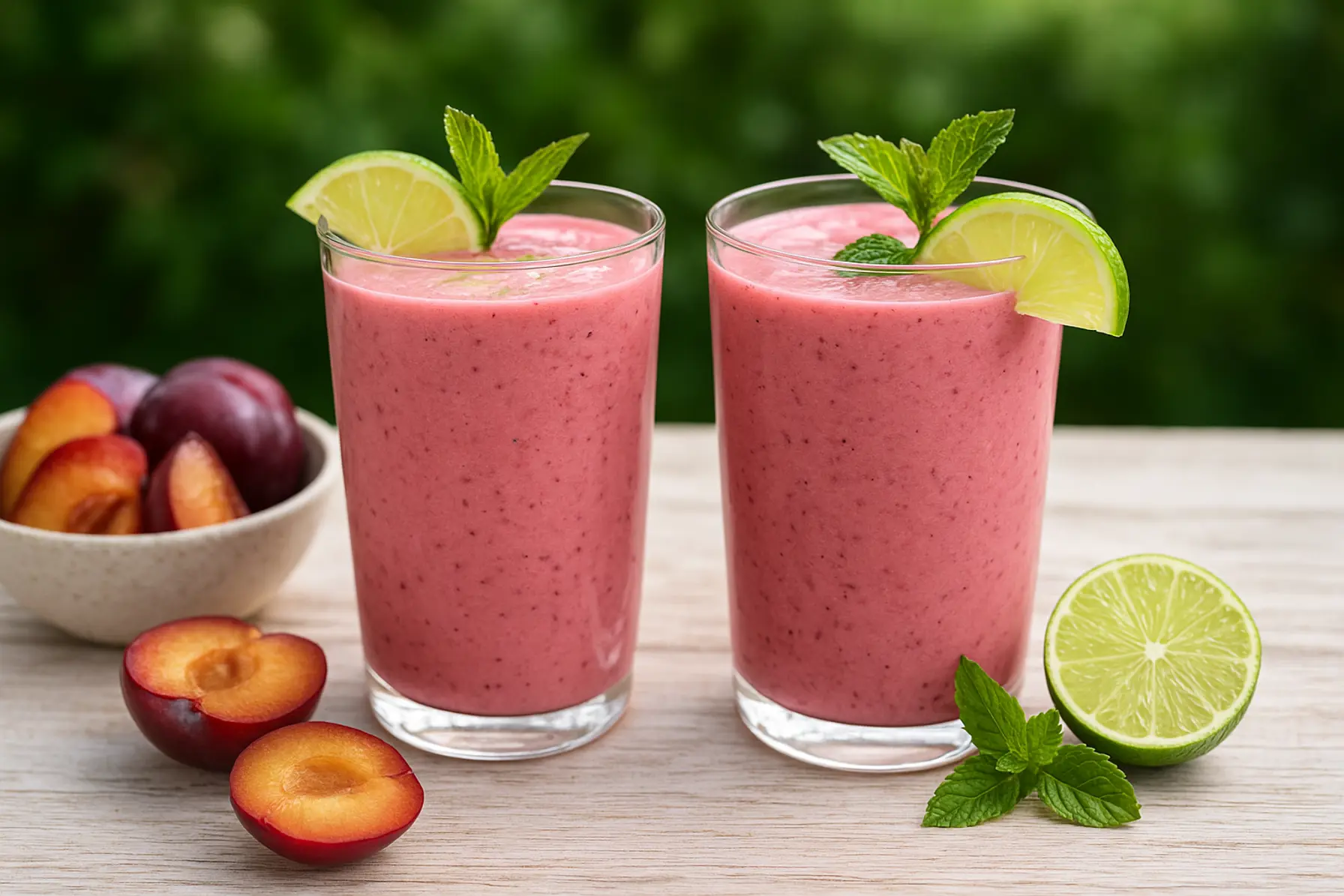 Syrlig blomme-lime smoothie